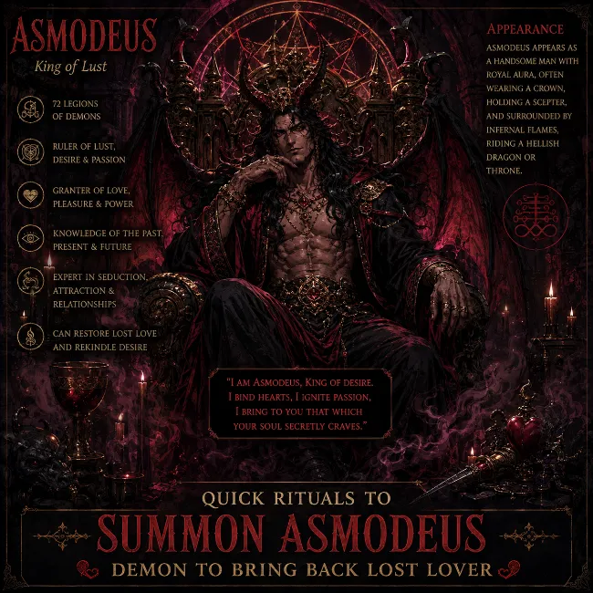 Summon Asmodeus demon to bring back lost lover